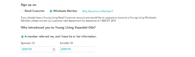 Young Living Sign Up order