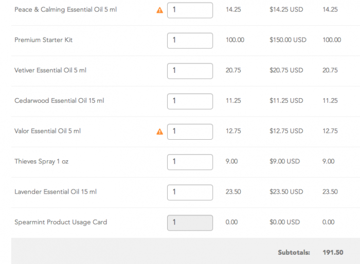 sample cart young living