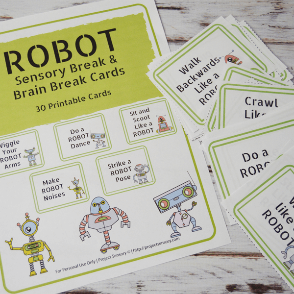 Robot Sensory Break Cards Robot Sensory Break Cards